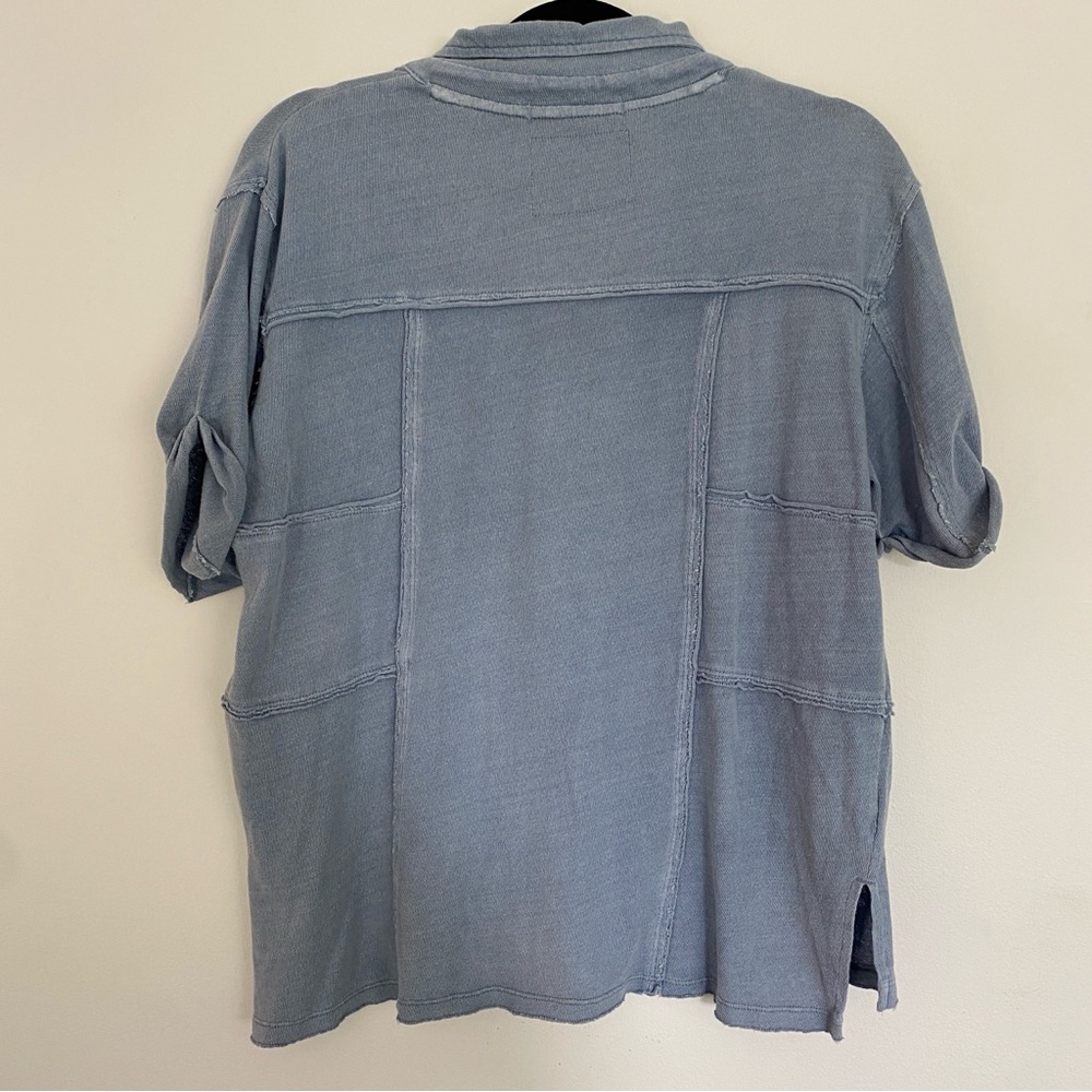 Free People Sky Blue Short Sleeve Henley Tee - Picture 3 of 5